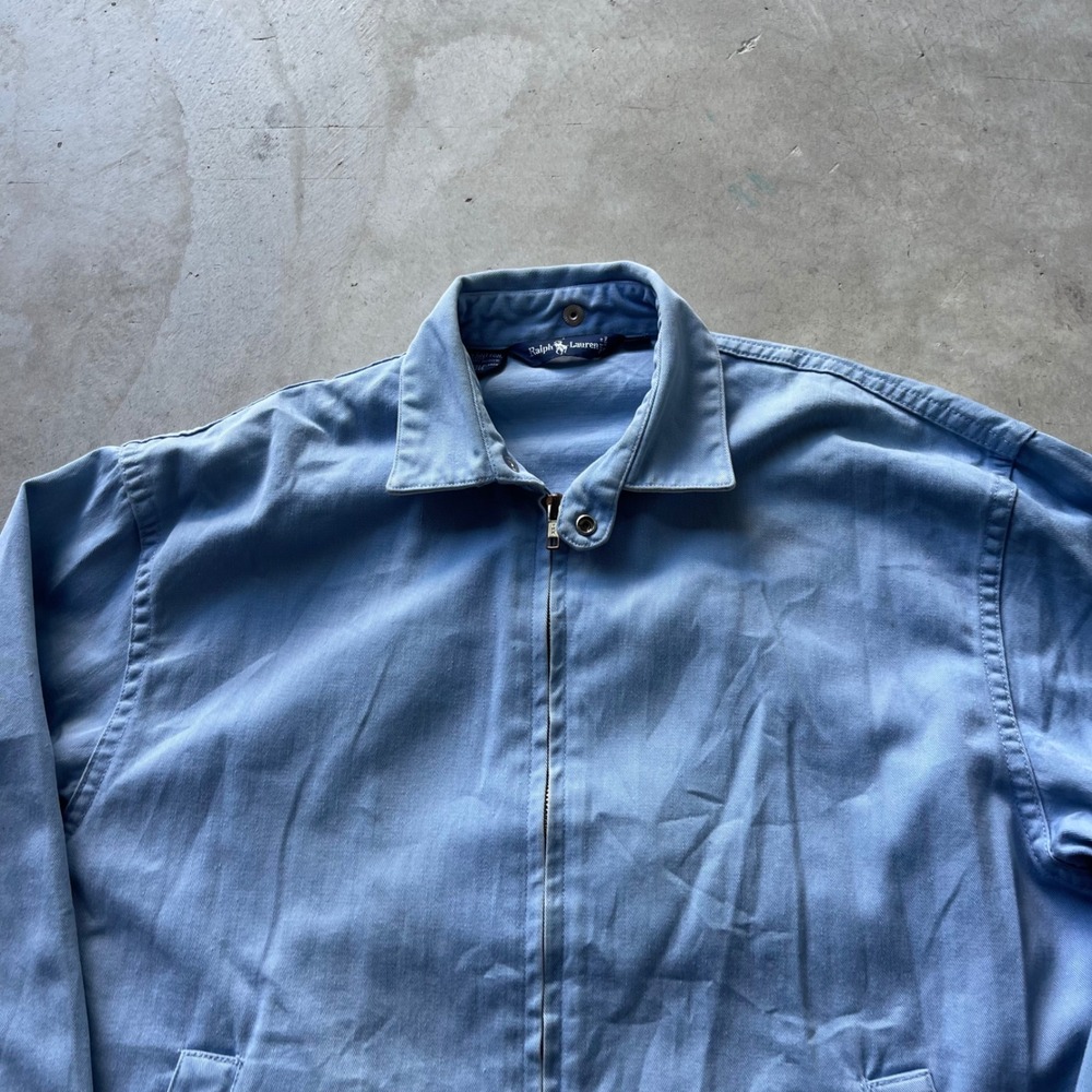 Ralph Lauren Vintage 90s Harrington Jacket Blue Cotton Twill Mens Small - Picture 2 of 7